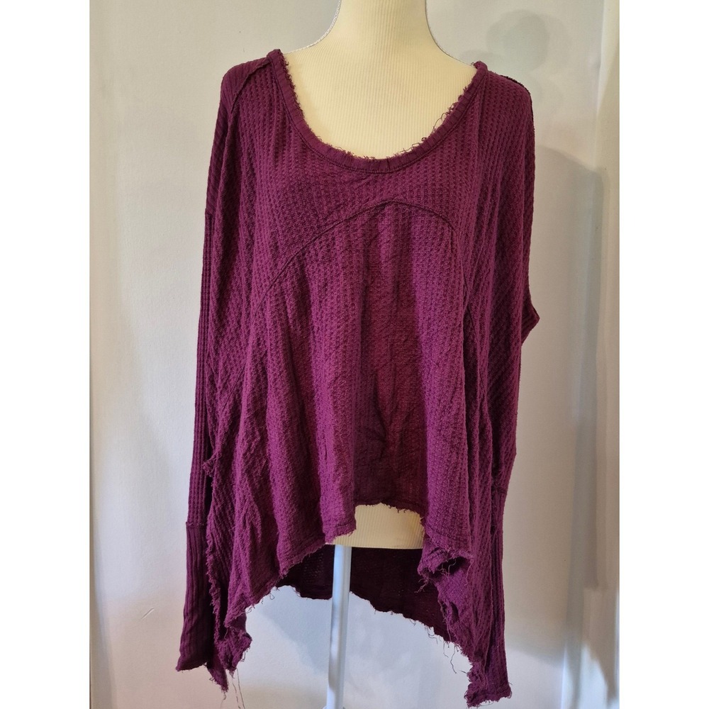 We The Free People Women's M Waffle Knit Oversized Thermal Tunic Top Boho Goblin